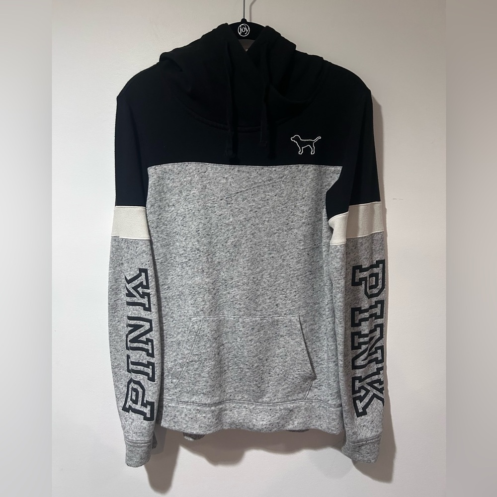 PINK Victoria's Secret Black and Gray Hoodie